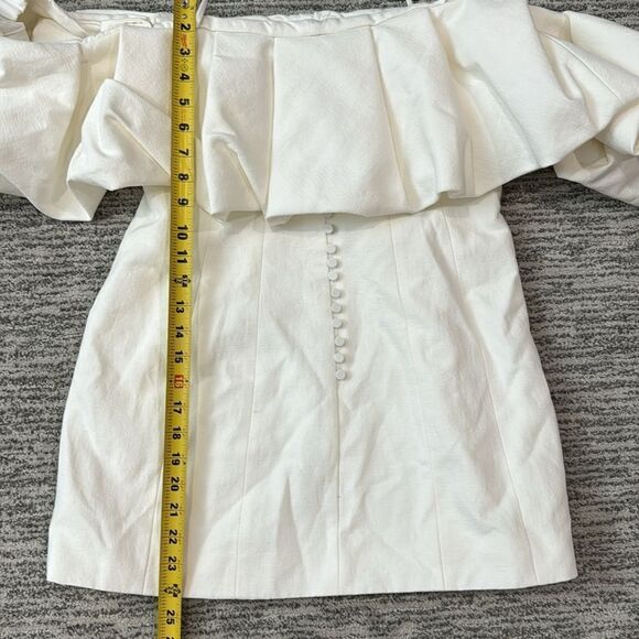 NWT SIMKHAI Puffed Off-The-Shoulder Minidress Natural White Size 10 - Picture 9 of 12